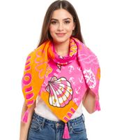 ZWILLINGSHERZ Meer Anker Mix Dreiecks-Tuch im maritimen Design und Statement Print Mode-Tuch 30021-4 Pink/Orange/Bunt