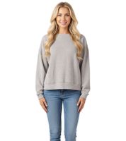 ZEGY Damen Strick-Pullover mit Rundhalsausschnitt Baumwoll-Pullover Freizeit-Sweater 1076 in Grau oder Hell-Grau