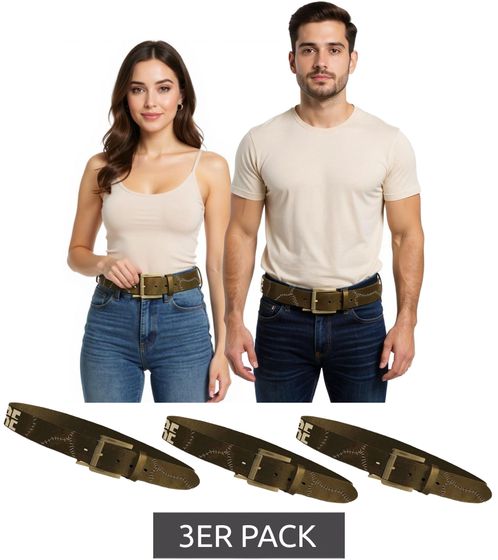 Pack of 3 The Texas Chainsaw Massacre belts for men or women. Stylish leather belt. Casual belt. Length 116.5 cm (L). BT104741TCM4 Brown.