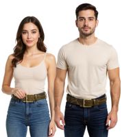 Pack de 3 cinturones de La Matanza de Texas para hombre o mujer. Elegante cinturón de cuero. Cinturón informal. Largo: 116,5 cm (L). BT104741TCM4, marrón.