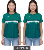 Outfitter OCEAN FABRICS TAHI T-shirt d'entraînement durable femme avec empiècements en mesh, lot de 2, T-shirt fitness, manches courtes, OUT-W-1021-OTW-23 Vert