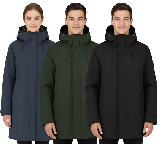 Blue LOOP Originals Isolations-Jacke nachhaltige Winter-Jacke mit OrganoTex Industrial DWR-Imprägnierung M-VJL006-22 für Herren in Schwarz oder Dunkel-Grün oder W-PP006-22 für Damen in Dunkel-Blau
