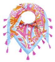 ZWILLINGSHERZ Unique Paisley Dreiecks-Tuch mit graphischen Blumen und Tasseln Mode-Tuch 3014D-3010-100 Pink/Blau/Bunt