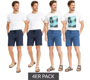 4er Pack Herren Jeans-Shorts Denim-Hosen Baumwoll-Hose kurze Hose Sommer-Hose Spar-Pack Große Größen 922711 Blau/Dunkelblau