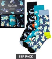 9 paia di calzini in cotone Happy Socks in confezione regalo "Polar Edition" con orsi polari, pinguini e balene in blu/blu navy/nero o "Sausage & Beer" con salsiccia, birra e righe in blu/blu navy/rosso