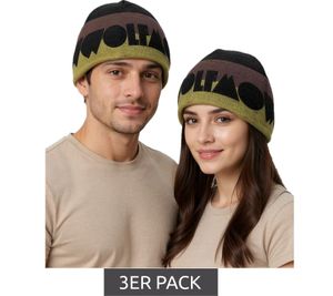 3er Sparpack Wolfmother Beanie kuschelige Mütze stylische Strick-Beanie Fan-Artikel KC109932WLM Schwarz/Grau/Gelb 3er Sparpack Wolfmother Beanie kuschelige Mütze stylische Strick-Beanie Fan-Artikel KC109932WLM Schwarz/Grau/Gelb