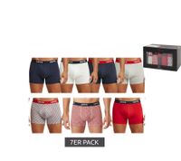 Confezione da 7 boxer da uomo LEVI'S in cotone con elastico colorato in vita, in confezione regalo, 701225625 00, in nero/blu/multicolore