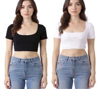 Top corto ZEGY para mujer, camisa de algodón acanalado, camiseta sencilla, 1084, negro o blanco