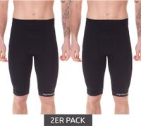 2-pack megmeister Men's Compression Shorts with Body-Mapping Ventilation, Cycling Shorts, Antibacterial and Odor-Inhibiting, Compression Clothing, BC31, Black