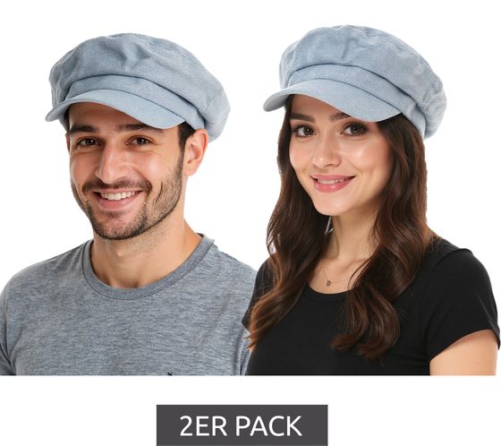 2er Sparpack Ballon-Mütze im Jeans-Style Schirm-Mütze Baker-Boy-Mütze Kopfbedeckung Sommer-Cap 4606M K248136 Blau
