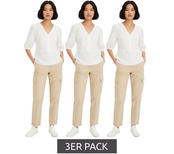 Lot de 3 chemisiers femme en viscose fine, chemise d'été à manches 3/4, lot économique 696075 Blanc