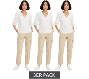 Lot de 3 chemisiers femme en viscose fine, chemise d'été à manches 3/4, lot économique 696075 Blanc