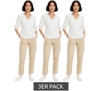 3er Pack Damen Bluse aus feinem Viskose-Mix Sommer-Shirt 3/4 Arm Sparpack 696075 Weiß