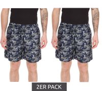 2er Pack Pierre Cardin Herren Camouflage Schwimm-Hose Badehose Schwimm-Shorts LA203937 Blau/Khaki-Grün