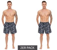 2er Pack Pierre Cardin Herren Camouflage Schwimm-Hose Badehose Schwimm-Shorts LA203937 Blau/Khaki-Grün