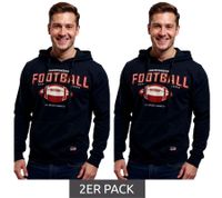 2er Sparpack U.S. SPORT AMERICA Herren Hoodie mit Kapuze und großem Schriftzug Baumwoll-Hoodie Sommer-Pullover Freizeit-Hoodie Blau