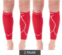 2 Pairs of megmeister Calf Compression Socks, Leg Warmers, 23-32 mmHg, MER003 Red/White