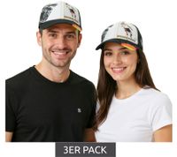 Pack de 3 gorras de béisbol unisex WORLDCUP LEGENDS con diseño alemán. Gorra de algodón con estampado de futbolista. Visera curva con estampado del número 5. Efecto desgastado. TC123027WCL, Negro
