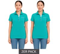 Lot de 2 polos Mercedes-Benz AMG Petronas F1 MAPF1 en coton pour femme, avec logos et touches de couleur, manches courtes, 701227044 002 Turquoise-Vert