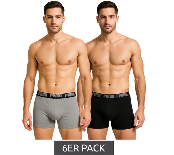 6er Pack PUMA Everyday Basic Boxer Herren Boxer-Shorts Baumwoll-Unterhose 521015001 691 Schwarz/Grau-meliert