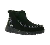 HEY DUDE Denny Faux Damen Schlupf-Stiefelette mit Kunstlammfellfutter und Wechselfußbett 40208-001 Schwarz
