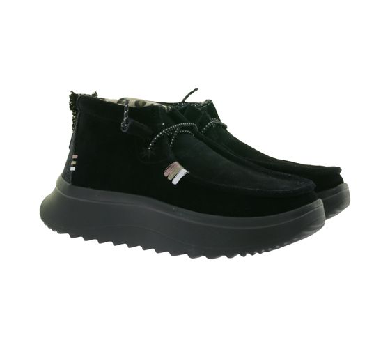 HEY DUDE Wendy Peak Women's Slip-On Ankle Boot in Moccasin Style with Removable Footbed and Genuine Leather 40411-001 Black
