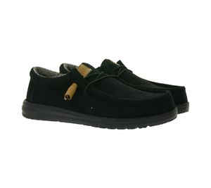 HEY DUDE Wally Corduroy Women's Moccasin-Style Slip-On Shoes with Removable Footbed and Genuine Leather 40163-001 Black