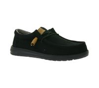 HEY DUDE Wally Corduroy Damen Schlupf-Schuhe im Mokassin-Style mit Wechselfußbett und Echtleder 40163-001 Schwarz
