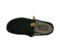 HEY DUDE Wally Corduroy Damen Schlupf-Schuhe im Mokassin-Style mit Wechselfußbett und Echtleder 40163-001 Schwarz