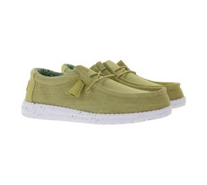 HEY DUDE Wally Washed Canvas Women's Moccasin-Style Slip-On Shoes with Removable Footbed 40296-267 Sand-Beige