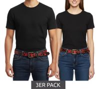 Pack de 3 cinturones Slipknot de la banda de heavy metal para hombre o mujer. Talla única, 95 cm, cinturón casual ajustable, BT105771SLP, negro/rojo