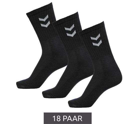 18 pares de calcetines hummel Basic para mujer con galones en contraste, calcetines de algodón para niños, calcetines deportivos, 022030-2001, negros
