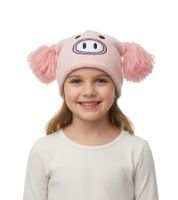 Pack de 3: Gorro de cerdito para adolescentes con pompones y una carita adorable BE170080PLW Rosa