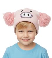 Pack de 3: Gorro de cerdito para adolescentes con pompones y una carita adorable BE170080PLW Rosa