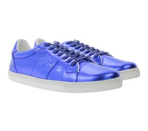 PHINOMEN Men's Sneakers, Handcrafted in Portugal with a Striking Shine, Genuine Leather Shoes, Blue