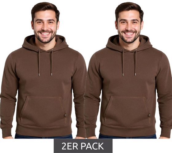 Lot de 2 sweats à capuche pour homme, pull à capuche, pull basique, pull moderne en coton, grande taille, marron