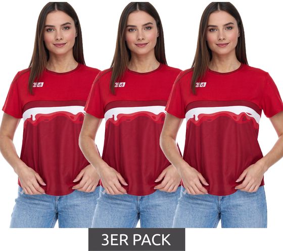 Camiseta de entrenamiento sostenible para mujer Outfitter OCEAN FABRICS TAHI con inserciones de malla, camiseta de fitness, camiseta de manga corta, OUT-W-1021-OTW-34 Rojo
