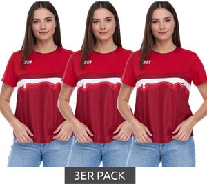 Outfitter OCEAN FABRICS TAHI T-shirt d'entraînement durable pour femme avec empiècements en mesh, t-shirt de fitness, manches courtes, OUT-W-1021-OTW-34 Rouge