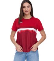 Outfitter OCEAN FABRICS TAHI T-shirt d'entraînement durable pour femme avec empiècements en mesh, t-shirt de fitness, manches courtes, OUT-W-1021-OTW-34 Rouge