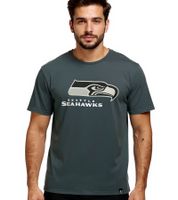 Camiseta RE:COVERED X NFL Seattle Seahawks para hombre con logo estampado, cuello redondo de algodón, efecto tie-dye gris o verde