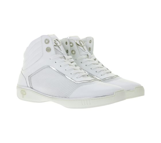 Baskets de luxe PHINOMEN pour femme et homme, fabriquées en Italie, chaussures en cuir véritable faites main, blanc/argenté