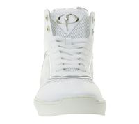 Sneakers di lusso PHINOMEN da donna e da uomo, realizzate in Italia, scarpe fatte a mano in vera pelle, bianco/argento