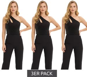 3er Sparpack elegantes Damen One-Shoulder Glitzer-Top mit Cut-Out-Detail Urlaubs-Kleidung 903349 Schwarz/Gold 3er Sparpack elegantes Damen One-Shoulder Glitzer-Top mit Cut-Out-Detail Urlaubs-Kleidung 903349 Schwarz/Gold