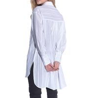 Blusa Vestino Oversize Estilo Boyfriend para Mujer, Transparente con Rayas Texturizadas, Blusa de Verano, 900600, Blanca