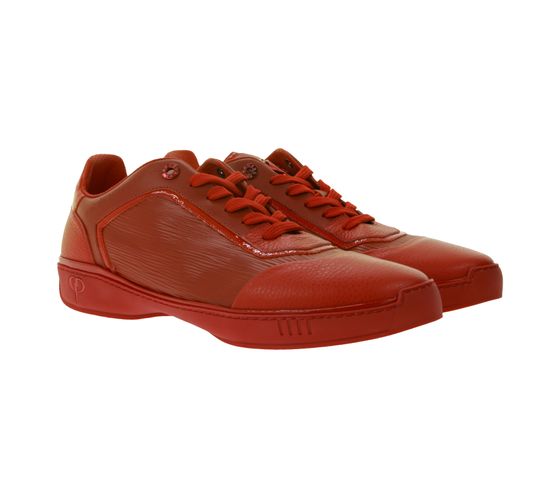Zapatillas PHINOMEN para hombre y mujer, hechas a mano en Italia con aspecto saffiano, zapatos de piel auténtica, color rojo