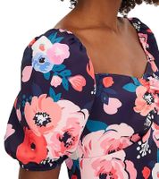 Lot de 2 robes d'été pour femme à imprimé floral intégral, mini-robe à manches bouffantes, robe décontractée 931070 Bleu/Multicolore