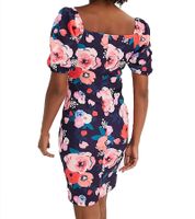 Lot de 2 robes d'été pour femme à imprimé floral intégral, mini-robe à manches bouffantes, robe décontractée 931070 Bleu/Multicolore