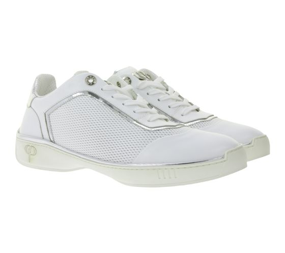 PHINOMEN Herren Sneaker Handarbeit Made in Italien Echtleder-Schuhe Weiß/Silber