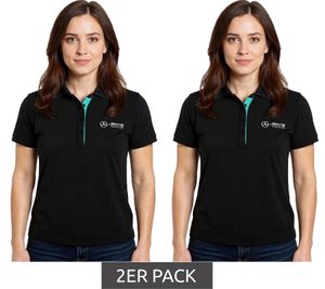 2-Pack Value Pack Mercedes-Benz AMG Petronas F1 MAPF1 Polo Women's Cotton Shirt Polo Shirt with Team Logos and Color Accents Short-Sleeved Shirt 701227044 001 Black