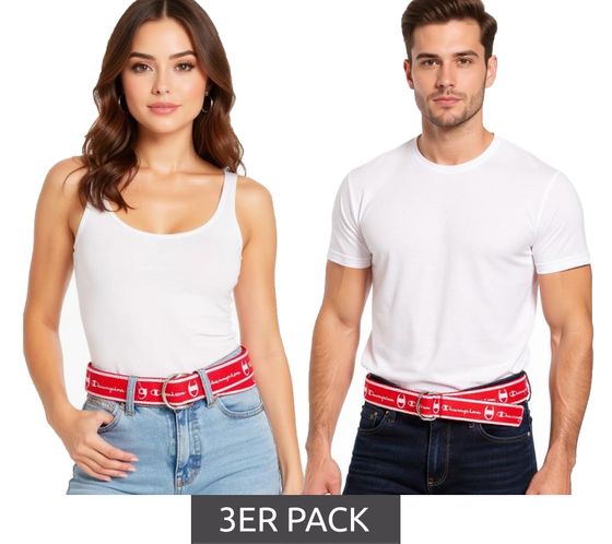3er Sparpack Champion Gürtel für Damen und Herren mit Marken-Logo Alltags-Gürtel 150cm CH3013-610 Rot